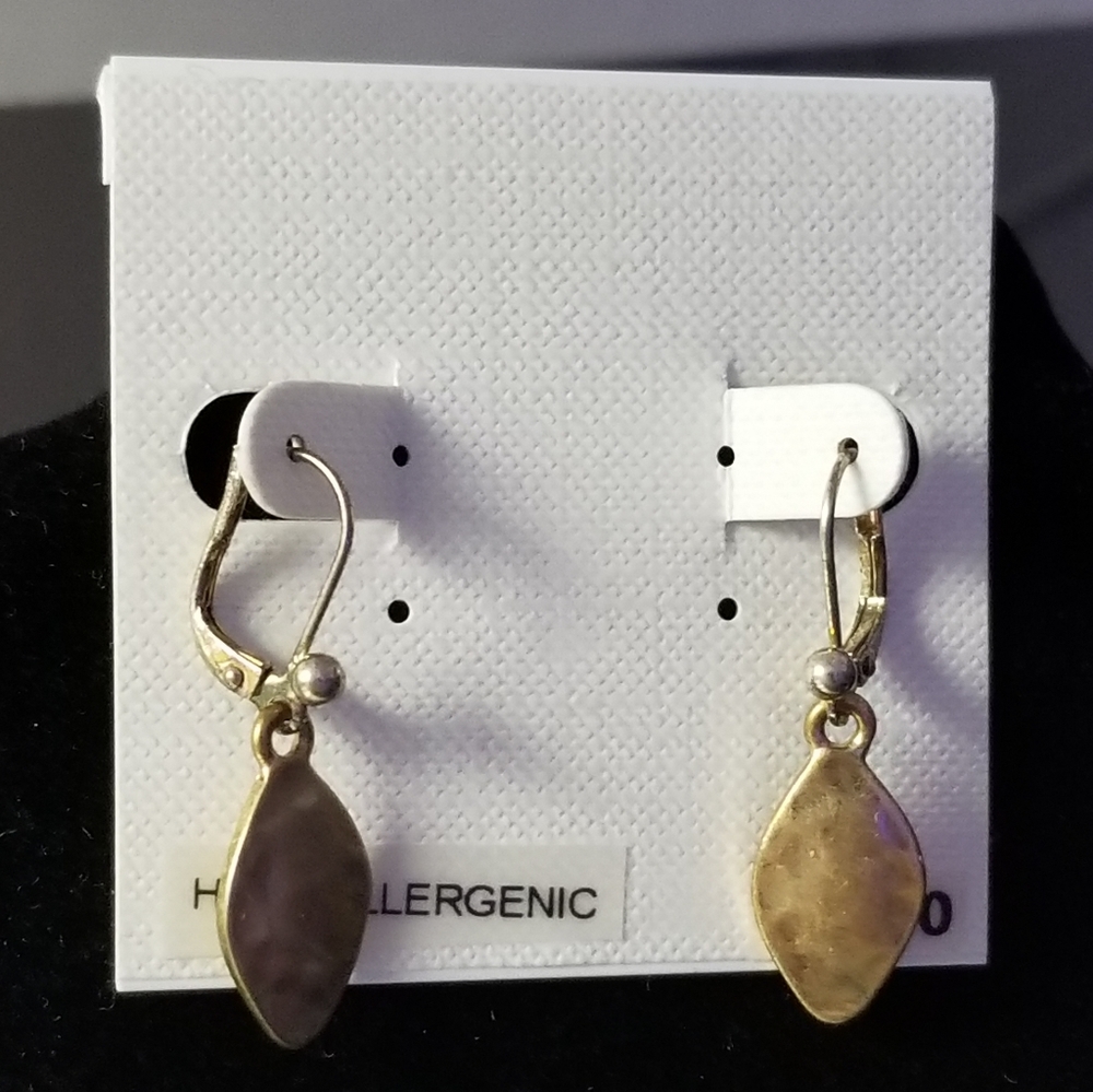 Golden Leaf Charm Earrings Macy's BNWT